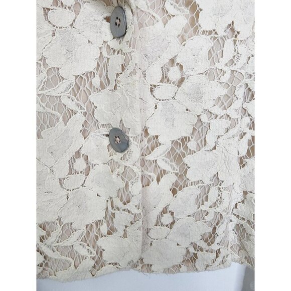 Cabi Floral Lace Blazer Jacket Sz 6 Lined Cream Romantic Victorian Style #249 - Picture 4 of 7